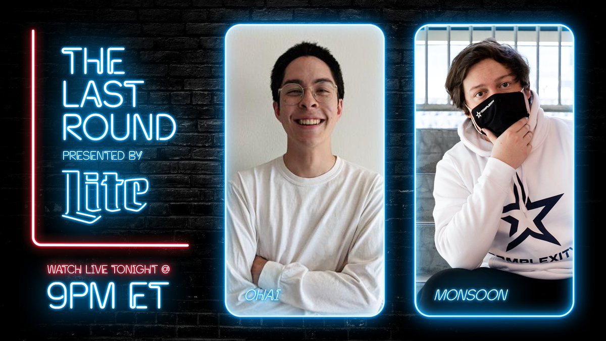 Kick back with @ohaaiii and @MonsoonGG tonight on The Last Round stream presented by @MillerLite! Watch live at 9PM ET 🕘 🍻 twitch.tv/millerlite