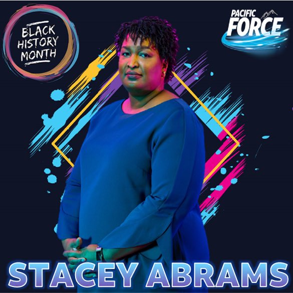 Pacific_Force's tweet photo. Stacey Abrams is not only a politician but a voting rights activist as well. This past election we witnessed the effort she put to register 800k new voters in Georgia. Most recently she was nominated for the Nobel Peace Prize!

#PacForce • #StandForEquality • #DreamInBlack https://t.co/72o0L9JJkB