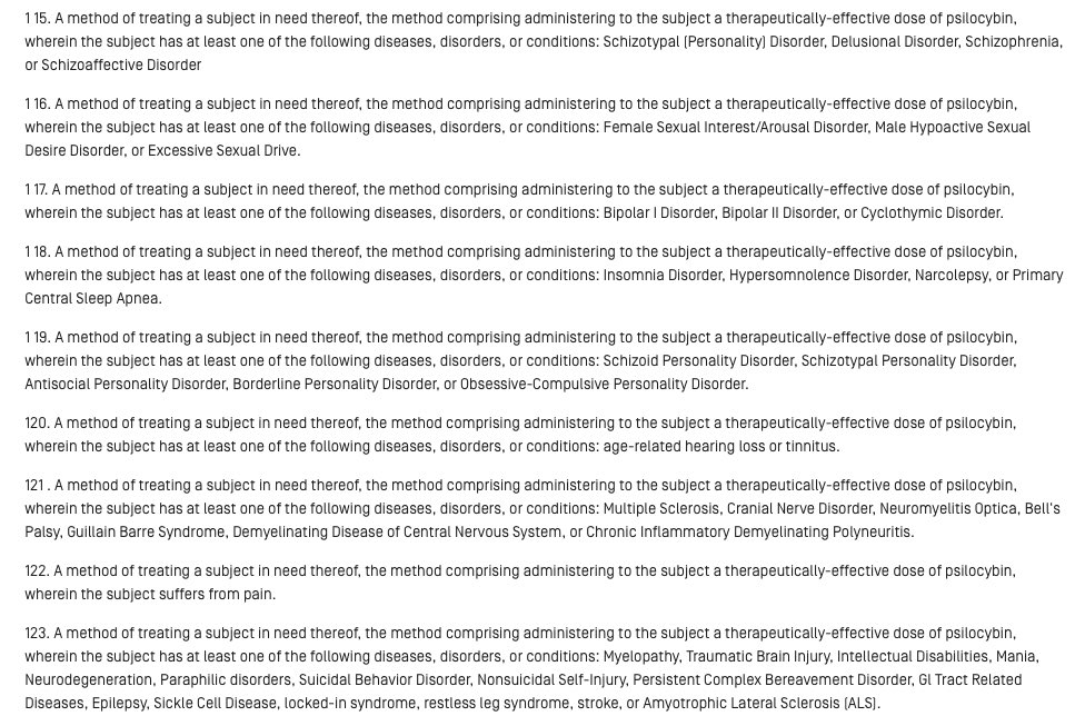 Compass’ ‘688 PCT application claims are not limited to treatment of depressionCompass also has filed two separate PCT applications‘948 application:  https://patentscope.wipo.int/search/en/detail.jsf?docId=WO2020212948‘951 application:  https://patentscope.wipo.int/search/en/detail.jsf?docId=WO20202129517/