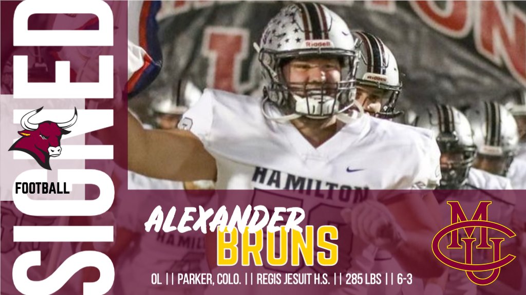 CMU Mavericks (@cmumavericks) on Twitter photo ✒️SIGNED
Alexander Bruns - OL
6-3 || 285
Parker, Colo. (Regis Jesuit || Hamilton (AZ))
<a href="/Coach_Barela/">Mike Barela</a> adds an offensive lineman to the group.
#NSD2021 #DTD ✒️SIGNED
Alexander Bruns - OL
6-3 || 285
Parker, Colo. (Regis Jesuit || Hamilton (AZ))
<a href="/Coach_Barela/">Mike Barela</a> adds an offensive lineman to the group.
#NSD2021 #DTD
