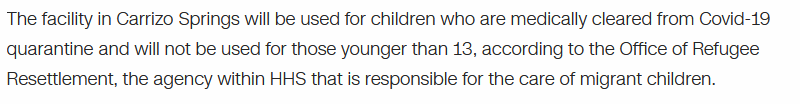 Second of all, it's being reopened to house ONLY unaccompanied children, not children in the care of an adult, and ONLY teenagers. This isn't toddlers being forcibly separated from their guardians.