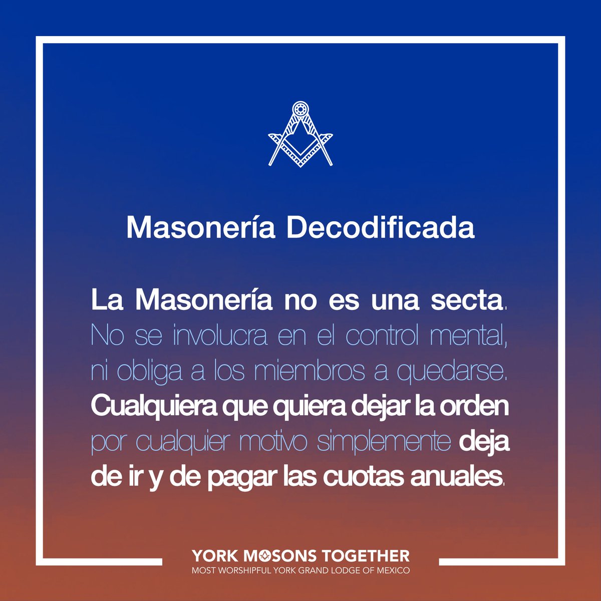 Decoding Freemasonry.

Freemasonry is not a cult. It does not engage in mind control, nor does it force members to stay. Anyone who wants to leave the order for any reason simply stops attending and ceases paying annual dues.

#freemasonry 

#yorkmexicomasons #yorkmasonstogether