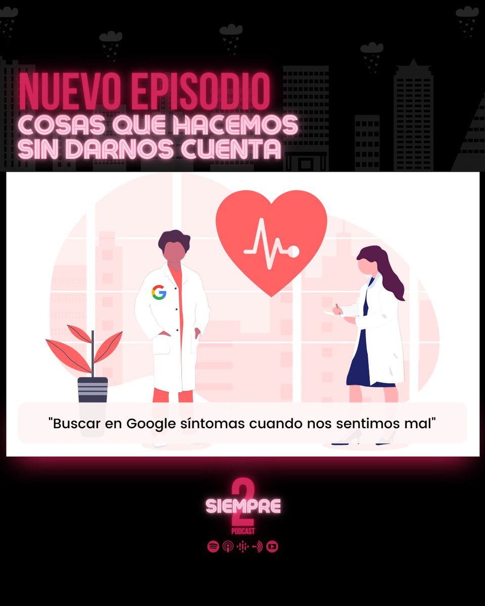 siempredos2's tweet image. #cosasqueanadieleimportan Cosas que hacemos sin darnos cuenta: Buscar en #google síntomas cuando nos sentimos mal. #siempredos #podcast #podcasting #PodcastRecommendations #podcasters #PodcastHQ