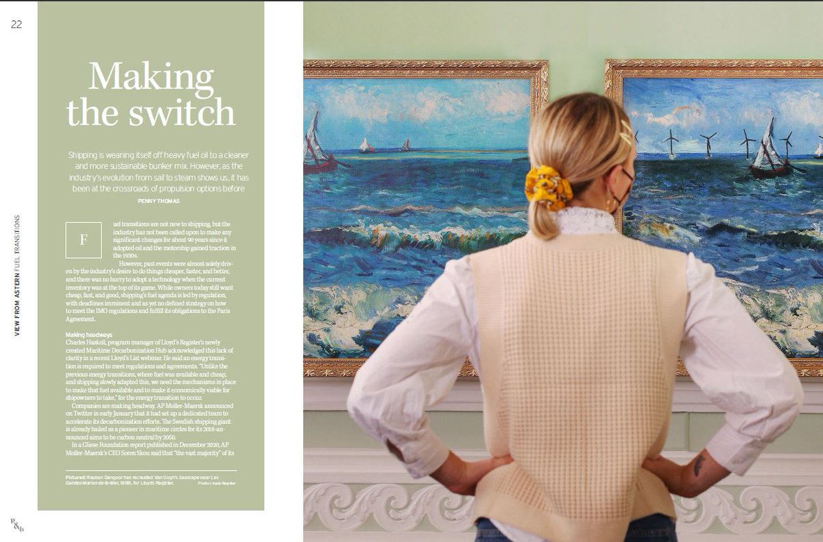 We asked <a href="/Pennythomas1/">Penny Thomas</a> to look at the maritime fuel transition from a historical perspective. Learn about similarities to previous switches in P&amp;H March/April. In the meantime, see <a href="/lloydsregister/">Lloyd's Register</a> Future Seascapes gallery for more of the below paintings: bitly.com/FutureSeascapes