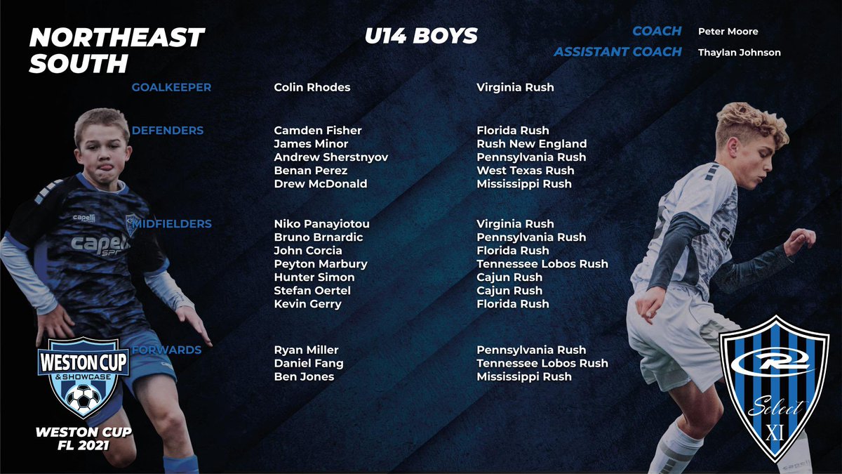 RushSoccer's tweet photo. THE 2007/2008 RUSH SELECT BOYS TEAM ROSTERS ARE HERE 📄

🏆WESTON CUP
▶️SOUTH FLORIDA 

CONGRATULATIONS TO ALL THE PLAYERS THAT WERE SELECTED FOR THE 2021 RUSH SELECT TEAMS 💪⬇ #RushSelect #RUID #RushNation #WestonCup #RushSelectFL https://t.co/VZWpr3tntN