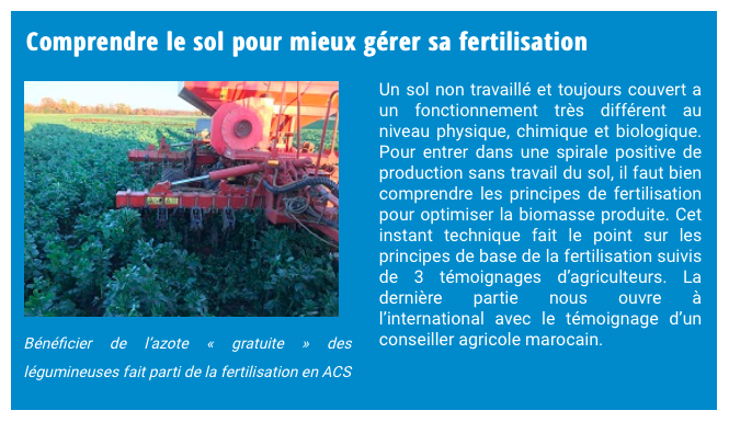 📣Nouveau numéro de l'instant technique !

Un #sol non travaillé et #couvert fonctionne différemment au niveau physique, #chimique et #biologique. Mais il faut bien comprendre les principes de fertilisation pour optimiser la biomasse produite.
À lire👉 bit.ly/36FhJG3