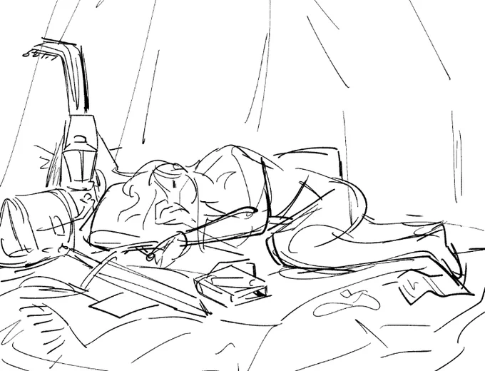 this is older amis sleeping in a tent i think. just sleeps with all his junk around him 