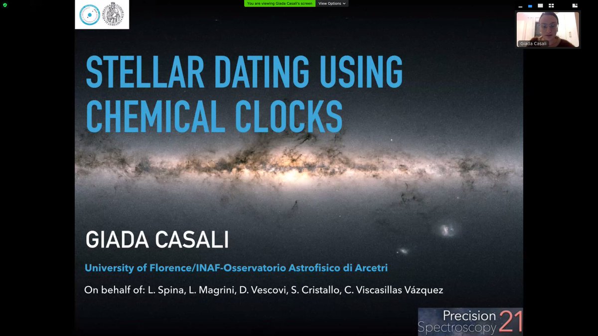 PrecisionSpec's tweet image. Giada Casali @GiadaCasali (University of Florence/INAF-Arcetri Astrophysical Observatory) investigates stellar dating using chemical clocks.

Giada Casali investiga a determinação de idades estelares usando relógios químicos.

#PrecisionSpectroscopy2021