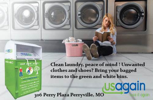 USAgainTweets's tweet photo. New to @Perrysville, MO! Blue Sky Laundry is now hosting a TreeMachine! It’s great to have the convenience of depositing used clothes and shoes close to home. USAgain welcomes you!! Find your nearest TreeMachine at https://t.co/6IjCoLEoSe
#reuse #treemachine #clothes #laundry https://t.co/0LqCrUBelj