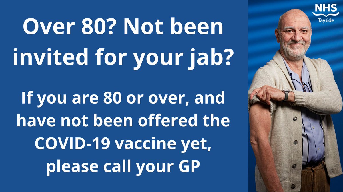 We’re trying to reach everyone over 80, but we’ve not been able to contact a very small number of patients.  

If you are aged 80 or over and haven’t been contacted yet, or you know someone over 80, please call your GP practice to arrange an appointment.

#stickwithittayside