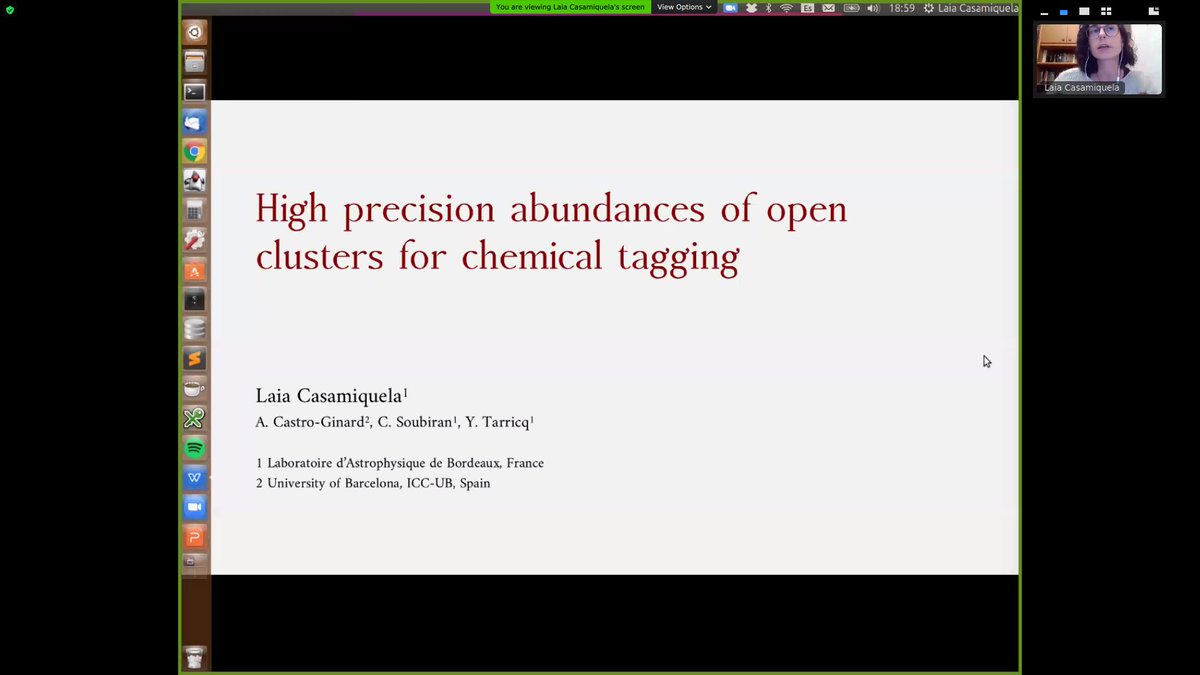 PrecisionSpec's tweet image. Laia Casamiquela (Laboratoire d'Astrophysique de Bordeaux) investigates high precision abundances of open clusters for chemical tagging.

Laia Casamiquela investiga abundâncias de alta precisão de aglomerados abertos para identificação química.

#PrecisionSpectroscopy2021