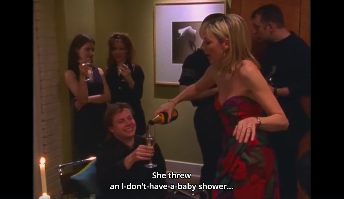 Samantha opens a bottle as Carrie gets ready for her first real date with Mr. Big. She opens the second at her “bus party” when they gather to see her ad on a city bus. In S1E10, Sam has an “I don’t have a baby, everybody drink” party as she pours VC for all her guests.