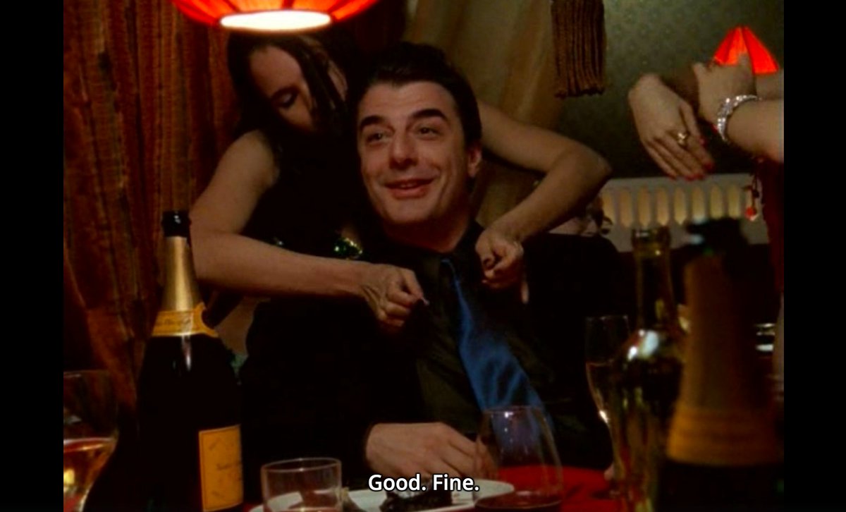 Here are a few more screenshots of this whole scene which is cringeworthy for so many reasons. Big pops Moët Champagne for Carrie’s birthday in S4.