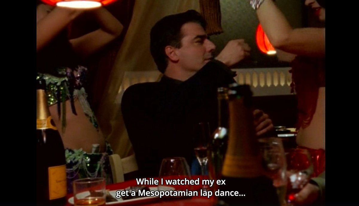 Here are a few more screenshots of this whole scene which is cringeworthy for so many reasons. Big pops Moët Champagne for Carrie’s birthday in S4.