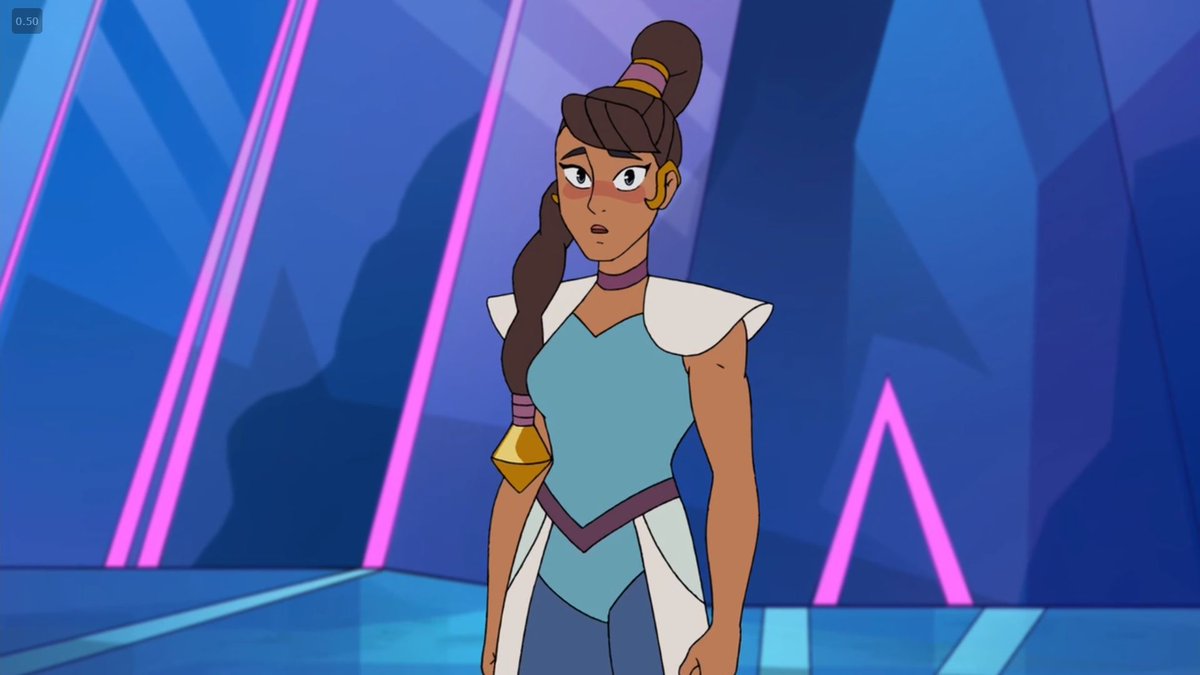 Mara is...ambiguously brown, and I'm not sure what race to interpret her as. She's been debated to be Black, MENA, or South Asian. Either way I don't think Blonde Hair and Blue Eyes should have been part of her transformation, as if those are ""superior traits""