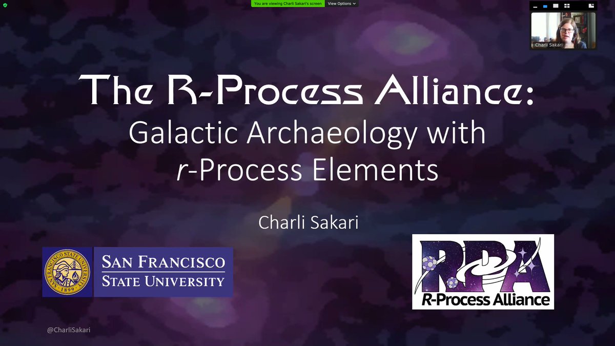 PrecisionSpec's tweet image. Charli Sakari @CharliSakari (SFSU) presents The R-Process Alliance, that probes galactic archaeology with r-process elements.

Charli Sakari apresenta a R-Process Alliance, que explora arqueologia galáctica usando elementos do processo r.

#PrecisionSpectroscopy2021