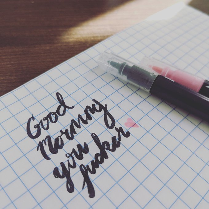 Good morning, you fuckers!  I don't think I've had a post get more than 10 likes, can we get me there<a href="/tag/goodmorning"class="tags"><span>#goodmorning</span></a><a href="/tag/handlettering"class="tags"><span>#handlettering</span></a><a href="/tag/calligraphy"class="tags"><span>#calligraphy</span></a>
