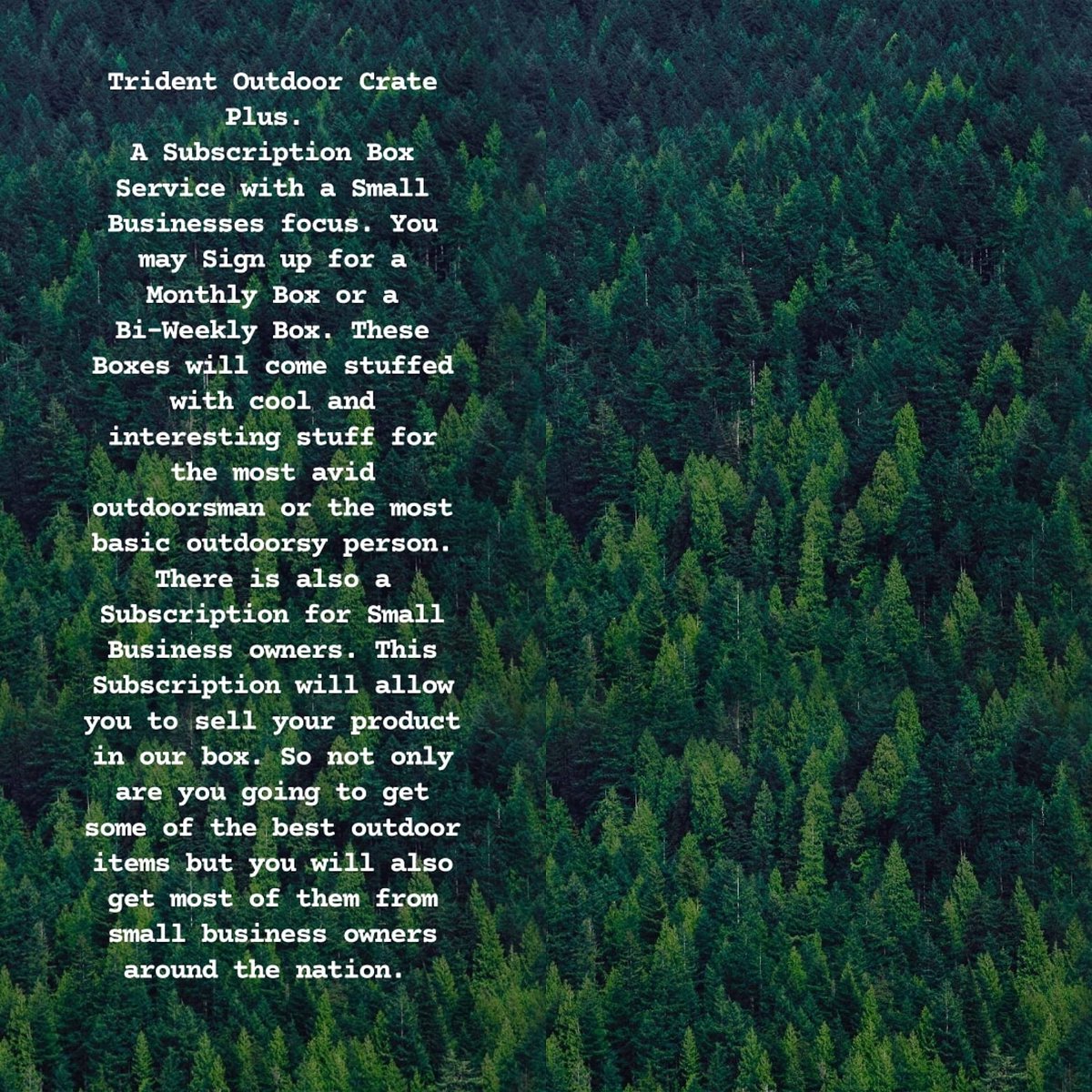 The Trident Outdoor Crate 
The Outdoorsman's favorite subscription crate.