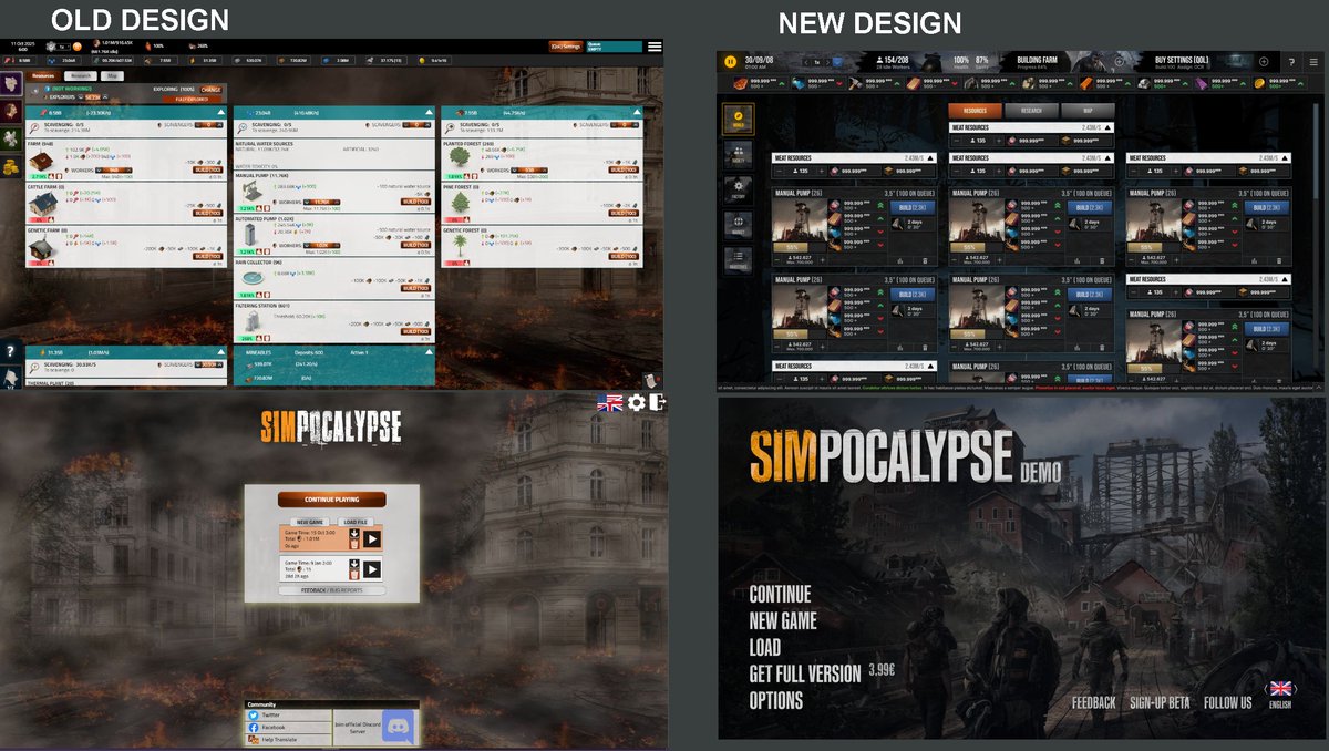 slosumo's tweet image. Day 74: Basics of our new design for our simulation game #Simpocalypse are all set up :) Quite an improvement, don&apos;t you think?

#100DaysOfCode #javascript #indiedev #indiegame #IndieGameDev #gamedev