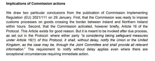3. Gove's response to the Article 16 procedure (or rather lack of) & subsequent Regulation to my mind shows a Govt. running out of patience with the EU shenanigans.