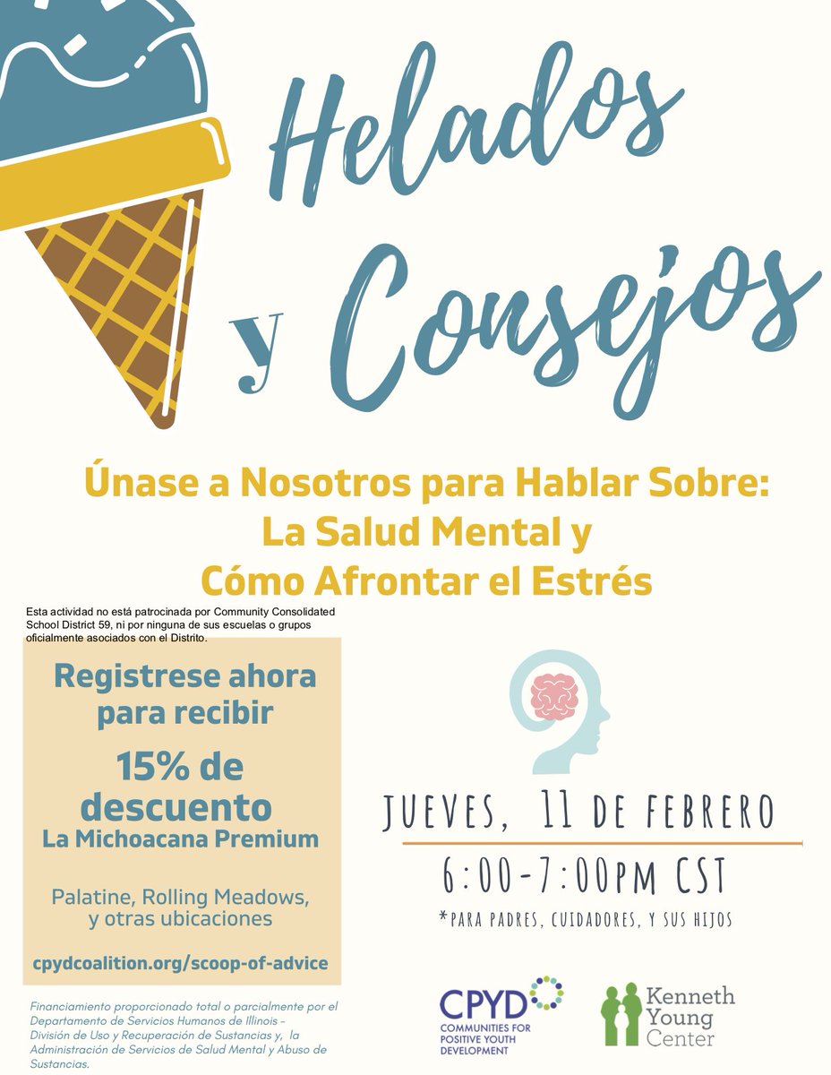 CCSD59 has partnered with the Kenneth Young Center and they are offering a free virtual event on Mental Health and Coping with Stress. The pandemic has caused unexpected stress for many of us making this a timely and helpful option to consider.