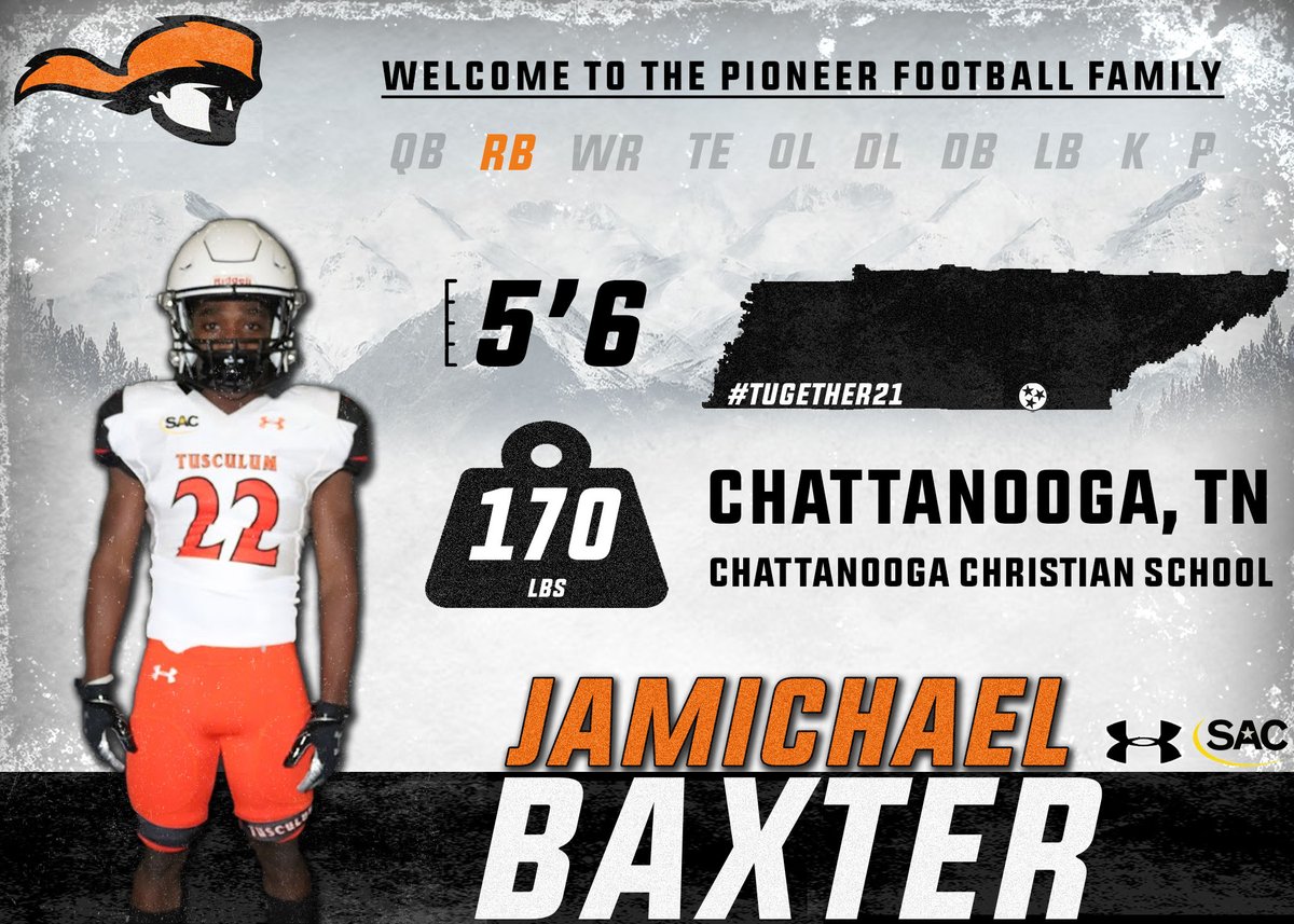 TusculumFB's tweet photo. SPEED KILLS!!

Welcome Jamichael Baxter!

#TisJumpin📳 
#PlayFastScoreFaster
#TUgether21
#FromTheT 🗻

@JamichaelBaxter 

https://t.co/0KE6r2wxJs https://t.co/thgWJlCH5w