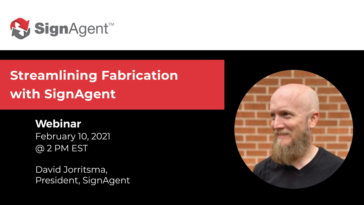 signagent's tweet photo. #Fabricators, designers and facility managers, don't miss our next webinar! Join us on February 10 at 2 PM EST to learn how #SignAgent can be used to streamline sign fabrication. We'll also showcase our new SignAgent Fabrication AI extension! Register: https://t.co/RXWmUHzC0m https://t.co/uxmu74ZFWU