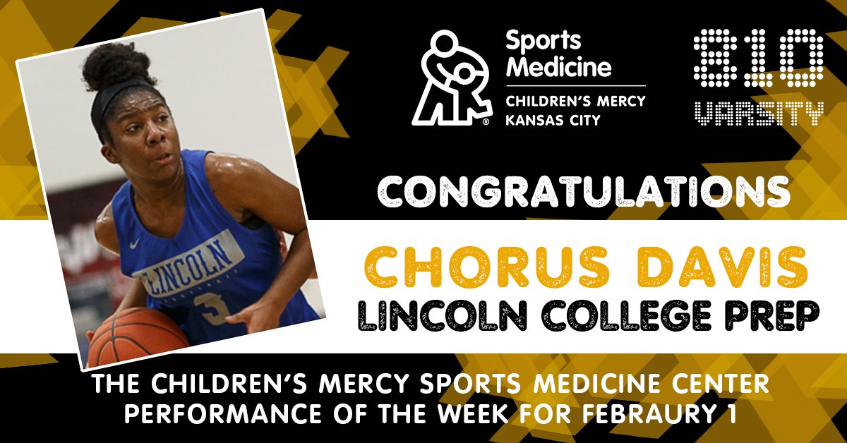 Congratulations <a href="/ChorusDavis2021/">Chorus Davis</a> of <a href="/LCPA_Athletics/">Lincoln Prep Athletics</a> for winning the Children's Mercy Sports Medicine Center Performance of the Week. <a href="/810Varsity/">810 Varsity</a>

#PlayHealthyKC #ForTheCity 

810varsity.com/performance