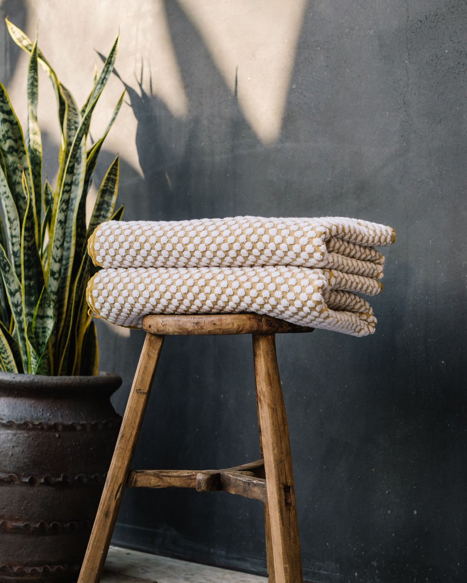 The Clive Bath Bundle in Mustard - where comfort and luxury meet quality and sustainability. What do you look for in a bath towel? #slowtidehome