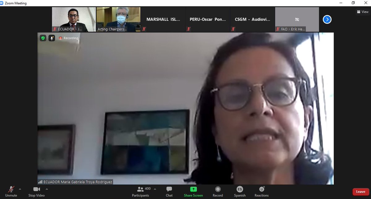 EcuadorOsr's tweet photo. La Subsecretaria de Soberanía y Relaciones Vecinales del Ministerio de Relaciones Exteriores y Movilidad Humana, Emb. María Gabriela Troya, interviene en el Tema 9: Lucha contra la pesca ilegal, no declarada y no reglamentada (INDNR) #COFI34 #FAO https://t.co/izmL1BT2p4