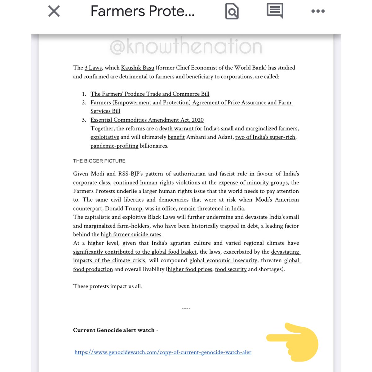 One portion of the ‘cheat sheet’ doc (now deleted) also contained a link to a article which mentions details about Assam, Indian citizenship, etcWhat has this got to do with so-called ‘farmer’ protests? #IndiaAgainstPropaganda  #IndiaTogether