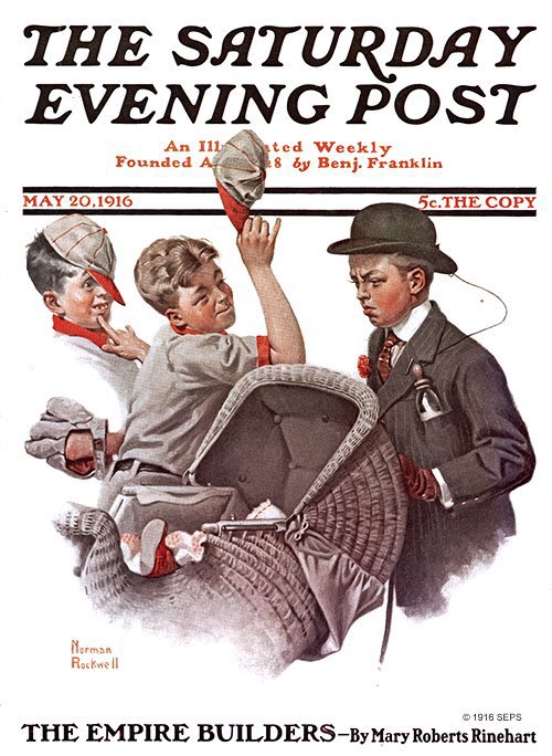 In 1916 he submitted his first cover for the Saturday Evening Post (SEP) (Mother’s Day Off). He did 323 covers over 47 years. A Daily Good Turn (1918) & SEP covers (1916-17)