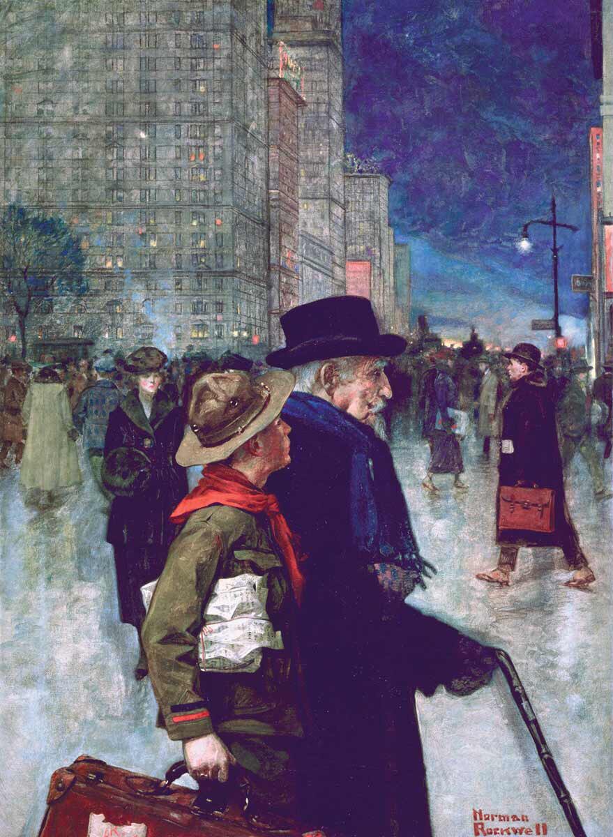 In 1916 he submitted his first cover for the Saturday Evening Post (SEP) (Mother’s Day Off). He did 323 covers over 47 years. A Daily Good Turn (1918) & SEP covers (1916-17)