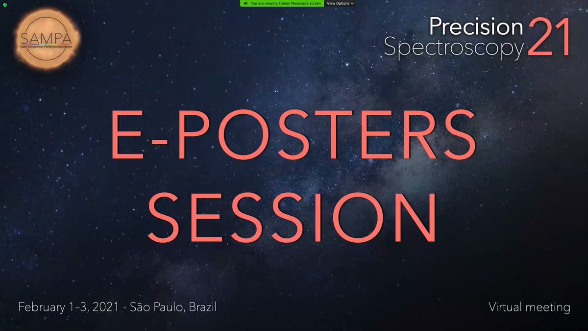 PrecisionSpec's tweet photo. What we are having in the e-posters session today (part 2):

O que temos na sessão de e-posters de hoje (parte 2):

#PrecisionSpectroscopy2021 https://t.co/iSciueBD9b
