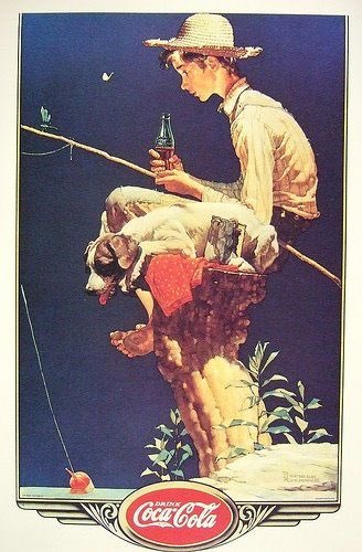 Rockwell worked from local models & photographs, but despite this the irrepressibility of his character shines through. Out Fishing (1935), Ticket Seller (1937), Blank Canvas (1938) & He’s going to be taller than Dad (1939)