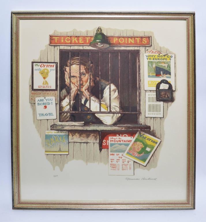 Rockwell worked from local models & photographs, but despite this the irrepressibility of his character shines through. Out Fishing (1935), Ticket Seller (1937), Blank Canvas (1938) & He’s going to be taller than Dad (1939)