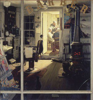 The talent of Rockwell is his ability to engage his audience in the age old stories of life & capture with honesty old values & new ones. Before the Date (1949), Shuffleton’s Barbershop (1950), Saying Grace (1951) & the Kansas City Spirit (1951)
