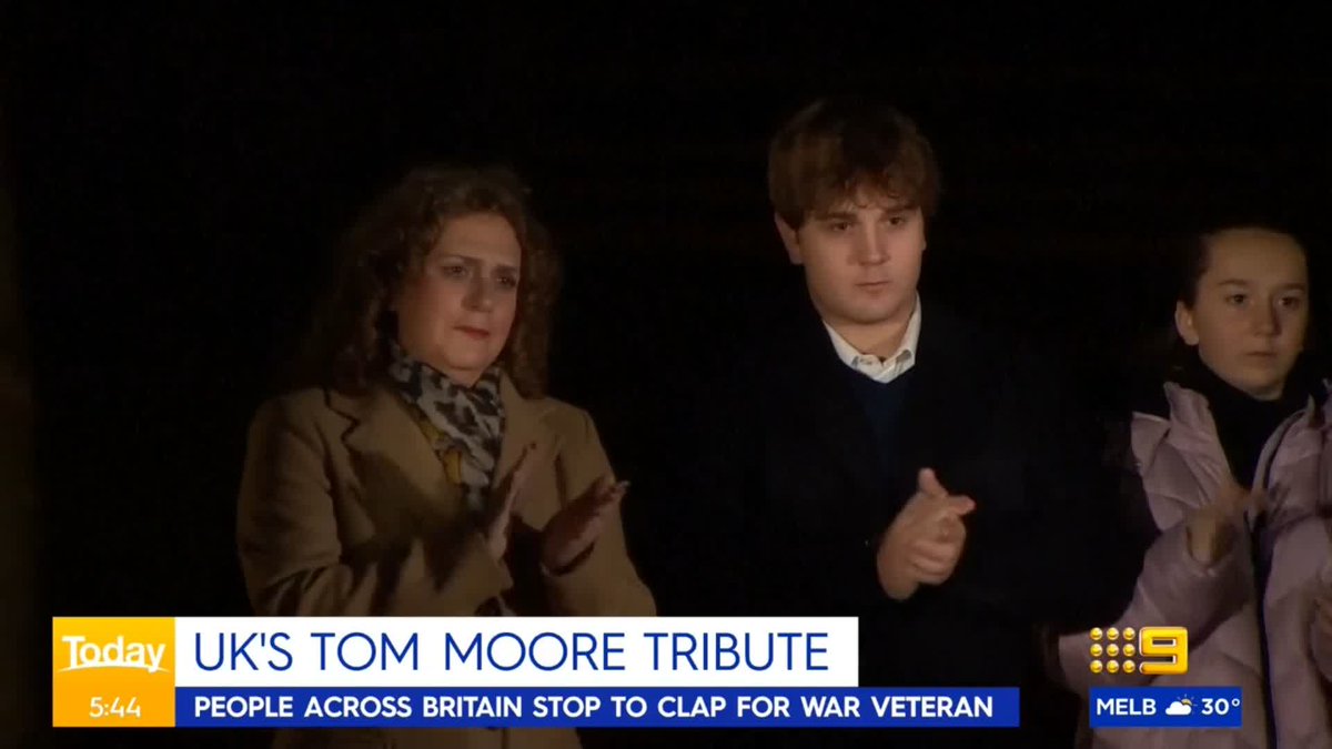 Thousands of people in London have stopped to pay tribute to pandemic hero Captain Sir Tom Moore. 9News