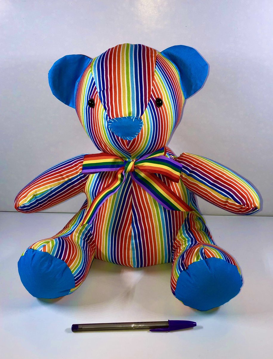 Aphrosie's tweet photo. Introducing the latest addition to our store, our fabulous Rainbow Bear! 🌈 
Now available on our Etsy Store, link in Bio. 
How could you not want to take one home?
#LGBT #rainbow #teddy #bear #lgbtqia #queer #keepsake #Lgbtq #pride #rainbow #gay #lesbian #bright  #handmade https://t.co/uickuEeVtE