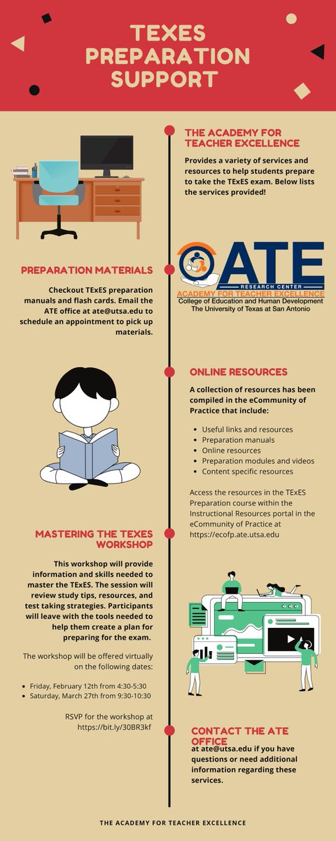 ATE_UTSA's tweet photo. TExES preparation resources are available! Here's how: https://t.co/kFHnLwV3Pf