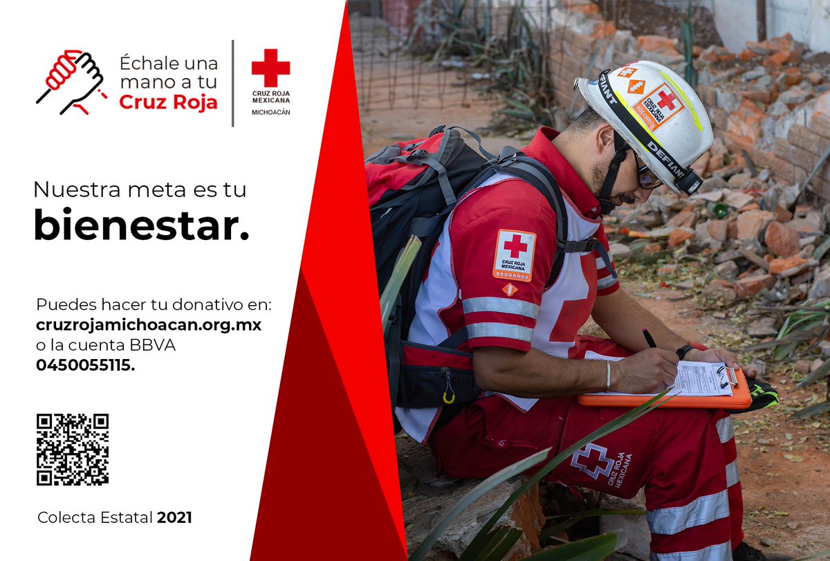 CruzRojaMich's tweet photo. #ÉchaleUnaMano a tu Cruz Roja.
Juntos podemos seguir ayudando a quien más lo necesita.

#Dona en https://t.co/qHHpXdgN3h o hazlo desde la app BBVA a la cuenta 0450055115. https://t.co/adMbZejByG