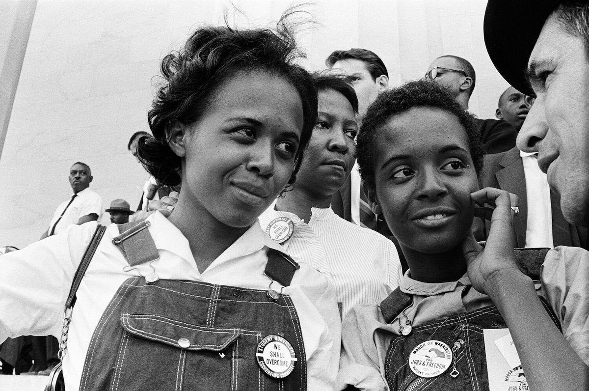 Our clothes come with a politic.SNCC used denim overalls as a counterbalance between women and men. They used overalls as a symbol of solidarity with sharecroppers in the rural South during Jim Crow. They used overalls to combat politics of responsibility.  #BlackHistoryMonth  