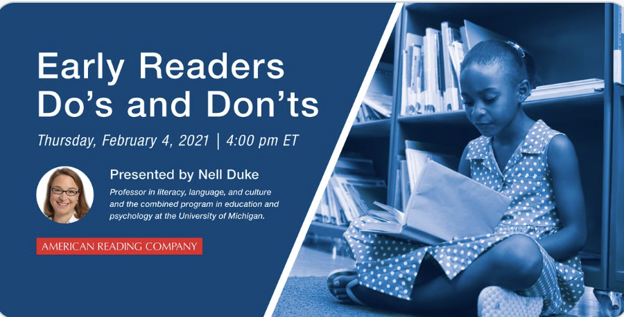 Tomorrow, one hour: Part presentation, part conversation, focused on supporting multiple aspects of early reading development. Registration (free) at bit.ly/3sYJQti <a href="/AmericanReading/">American Reading</a>