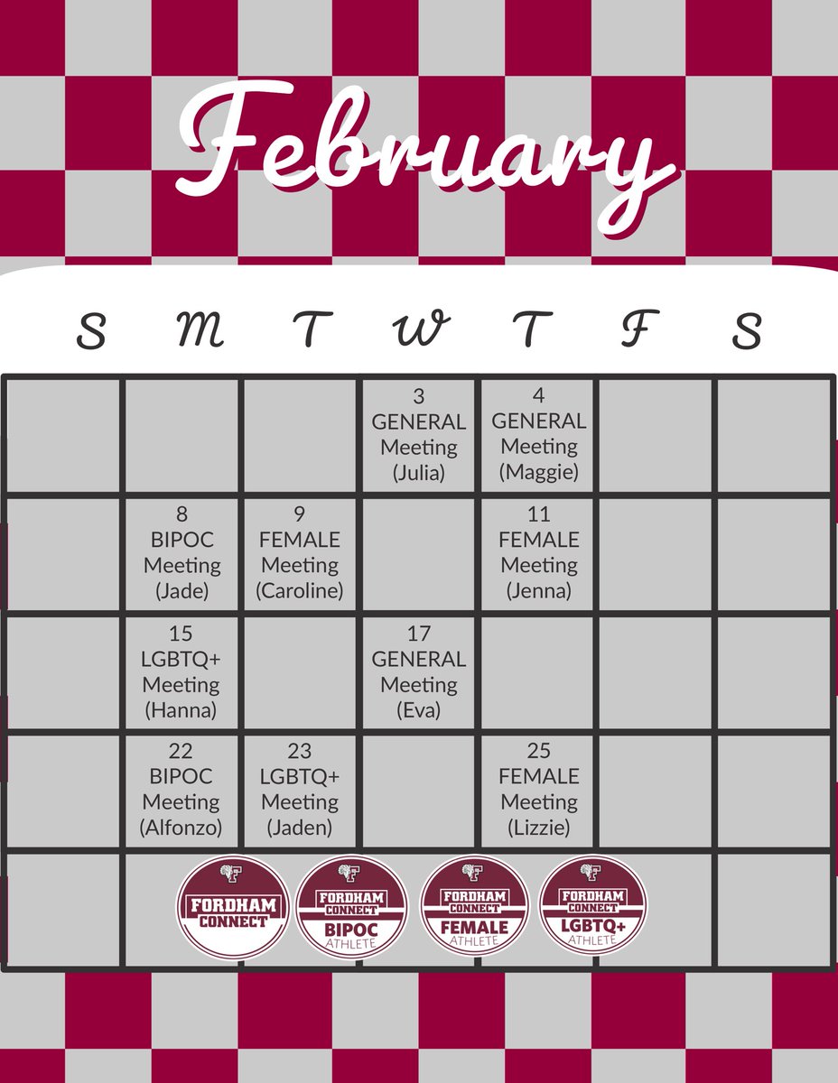 This is the February schedule! Tune in to any of these meetings led by our leaders and execs! All meetings start at 7:30 PM