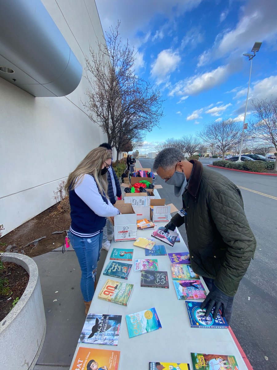 Getting set up for our #Antioch School Supply Give-Away!
