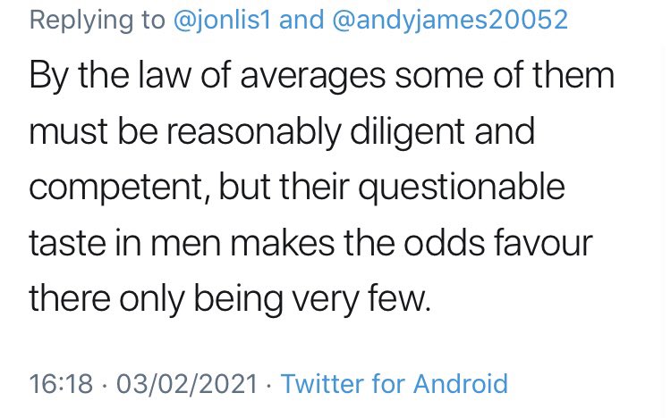 “Some wives of Tory MPs ... turn out to do a great job” opines someone who, if he has a first class degree in biochemistry from Oxford and a Kennedy scholarship for an MBA at Harvard Business School, is modestly hiding it. A respondent to him doesn’t even concede “a great job”