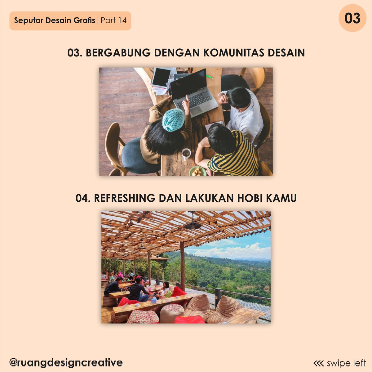 ruang_creative's tweet image. Yang sering ngalamin art block mana niiiih? Semoga tips yang saya kasih semoga membantu biar gampang dapat inspirasi ya! 😁🤩
.
#seputardesaingrafis #ruangdesigncreative #tutorialdesain #tipsdesain #trikdesain #desaingrafis #microblog #belajardesain #trending #viral #terbaru2021