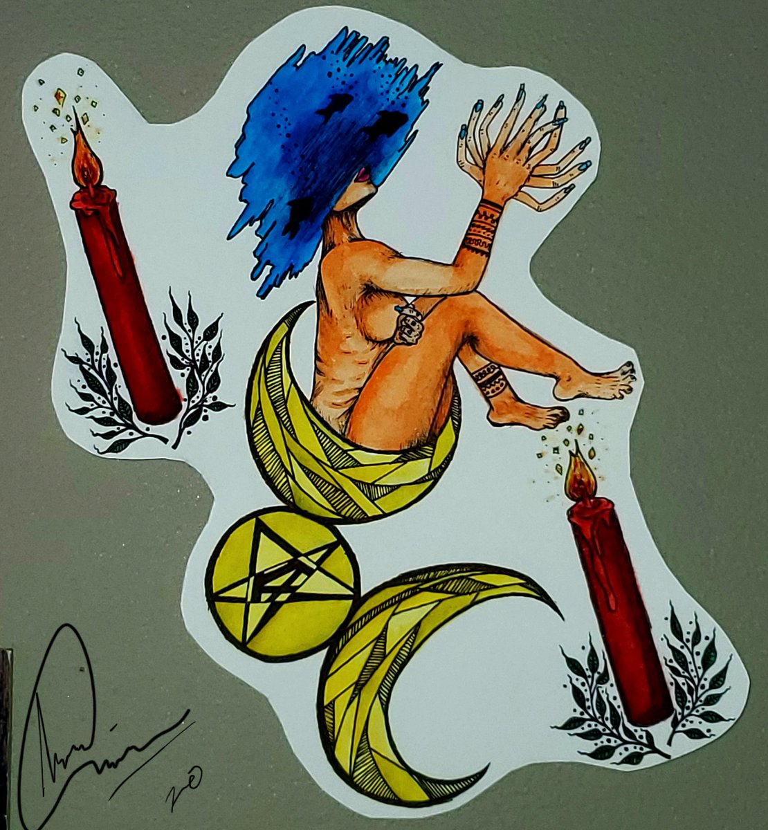 TWKCadoodle's tweet photo. I had created a sort of goddess character to show the growth and flow of myself. I am wiccan and truly adore magic♡♡♡ Artwork by Sarah, or Gro.kcaw on Instagram and facebook:)
#art #artwork #Etsystore #wiccan #triplemoon #pentacle #candles #abstractfemale #witchart #magicart https://t.co/UT5bCT92nH
