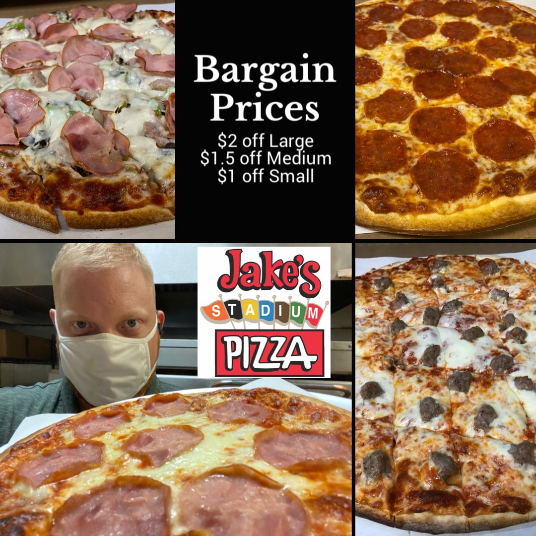 JakesPizzaMN's tweet photo. Bargain Prices on dine in and pick up!
Wouldn’t a Jake’s pizza taste great, right now?!?! https://t.co/DHRfKpE7Pt