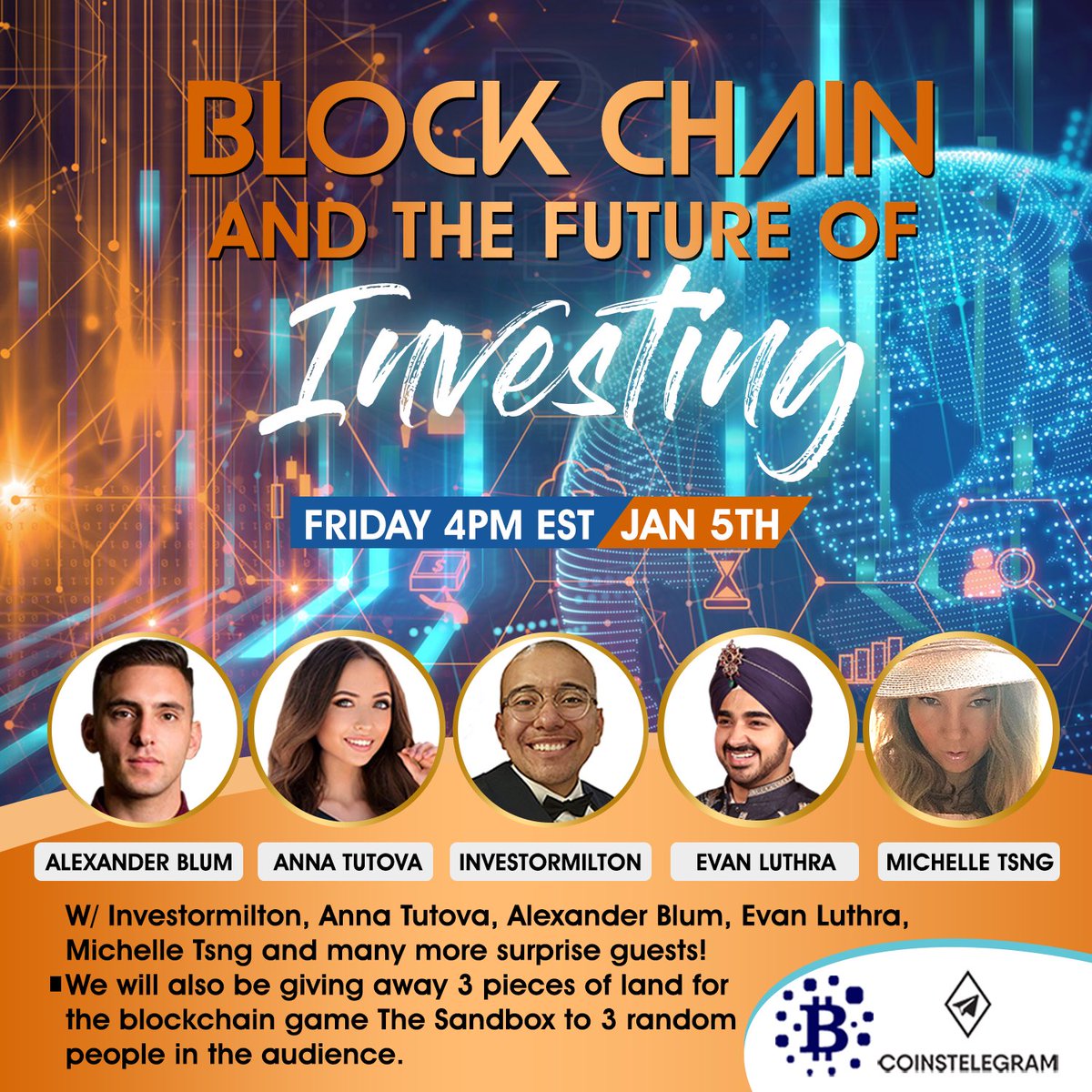 networkbridging's tweet photo. We are happy to present in collaboration with @Coinstelegram1 a #clubhouse panel focused on the State of Blockchain &amp; the Future of Investing! Don’t miss out!
#bitcoin #blockchain #crypto #cryptocurrency #investing #fintech #btc
@tyler @cameron @michael_saylor @aantonop drop in! https://t.co/z92qDpkTrU